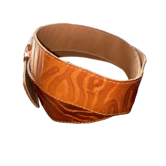 The Ritz Accessories Collection Synthetic Genuine Leather Abstract Pattern Brown